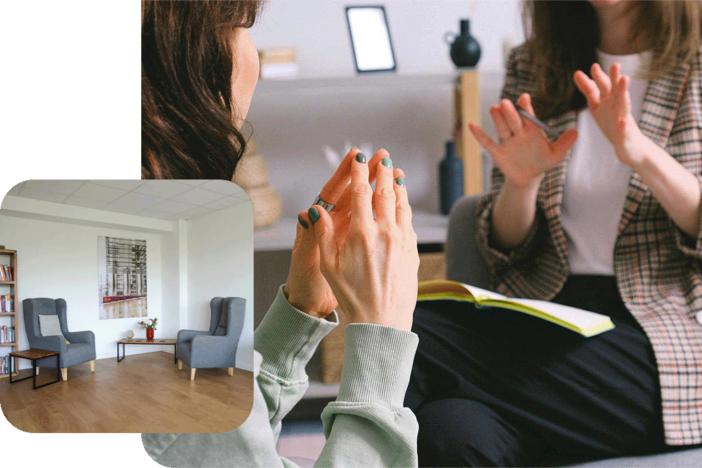 header-startseite zwei Frauen in einer Therapiesituation